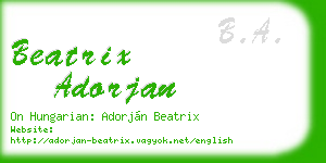 beatrix adorjan business card