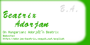 beatrix adorjan business card